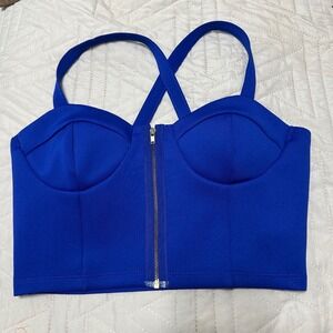 Foreign Exchange Corset Crop Top Women Zip Front Bustier Y2K